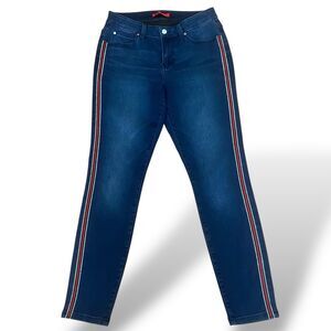 J Lo Jennifer Lopez Skinny Ankle Jeans Women Size 4 Blue Red Rhinestone 26x26in